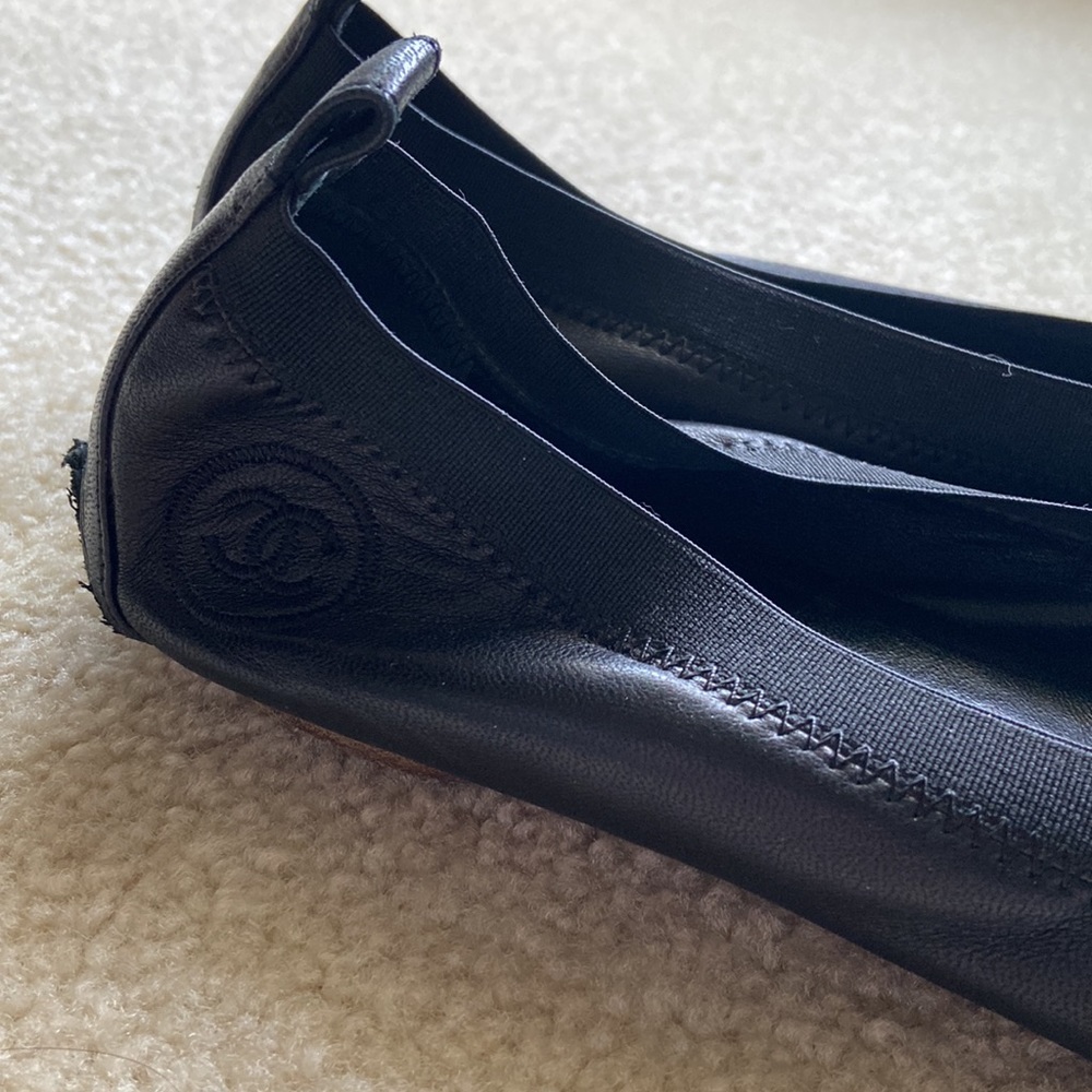 CHANEL - black flats - size 40 US10 - Picture 7 of 10